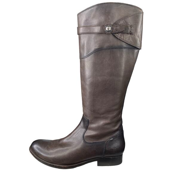Frye Women's Molly Button Smoke Brown Leather Riding Boot Size US 8.5 - Picture 3 of 14